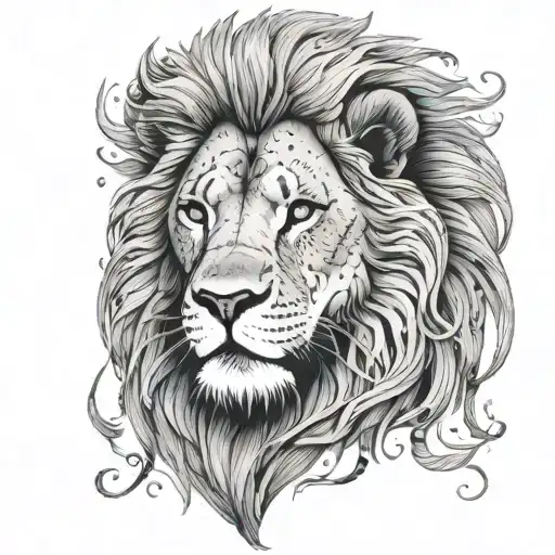 Create A Lion Roaring With Rap Lyrics As Its Mane In Dotwork Style