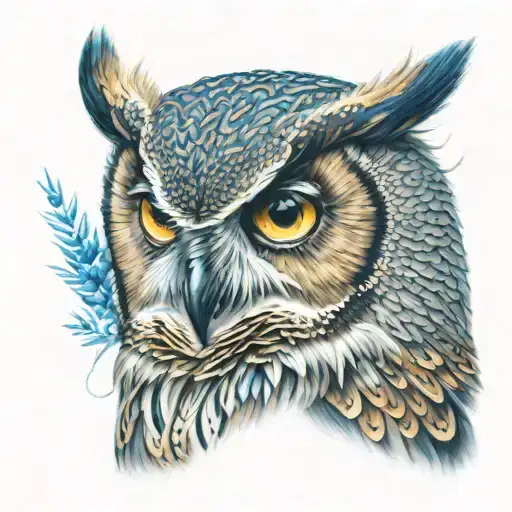 Owl With Blue Eyes Looking