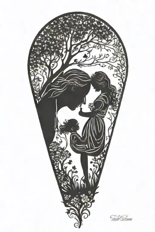 Mother And Daughter Silhouette