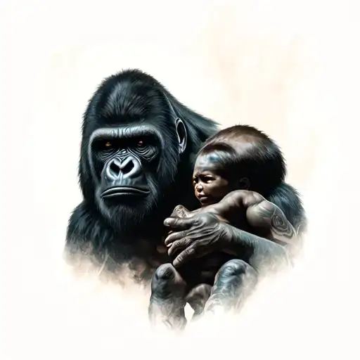 Silverback Protecting Son
