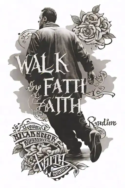 Walk By Faith Written Across A Person Walking Along