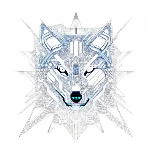 A Cybernetic Wolf With Circuit Patterns Integrated Into Its Fur