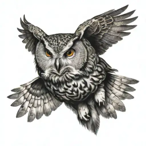 A Owl Flying Over A Bear Head
