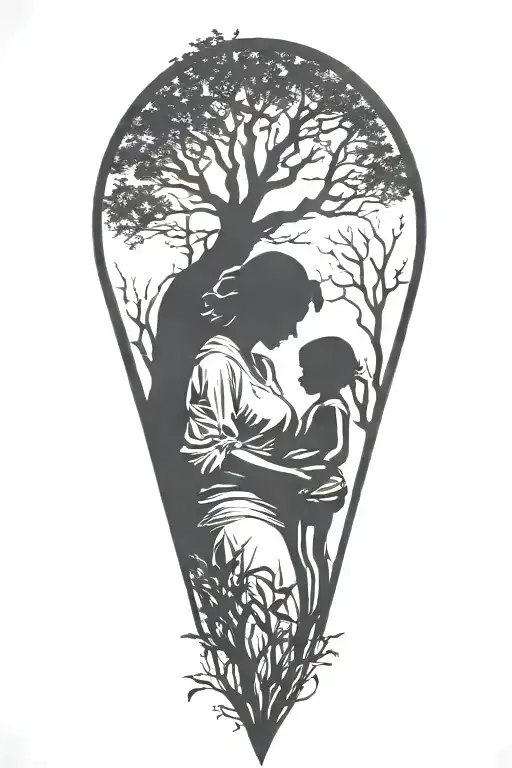 Mother And Daughter Silhouette