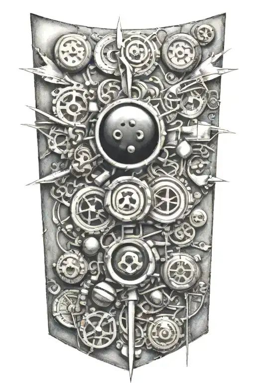 Black Buttons And Needles Sewn Into The Skin