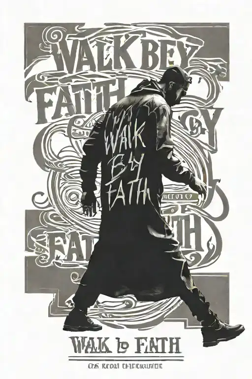 Walk By Faith Written Across A Person Walking Towards
