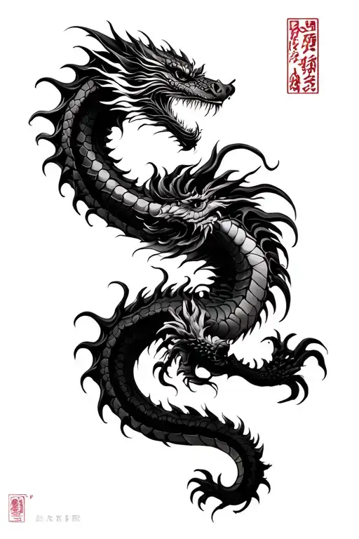 Dragon Japanese Full Black For Arm Sleeve