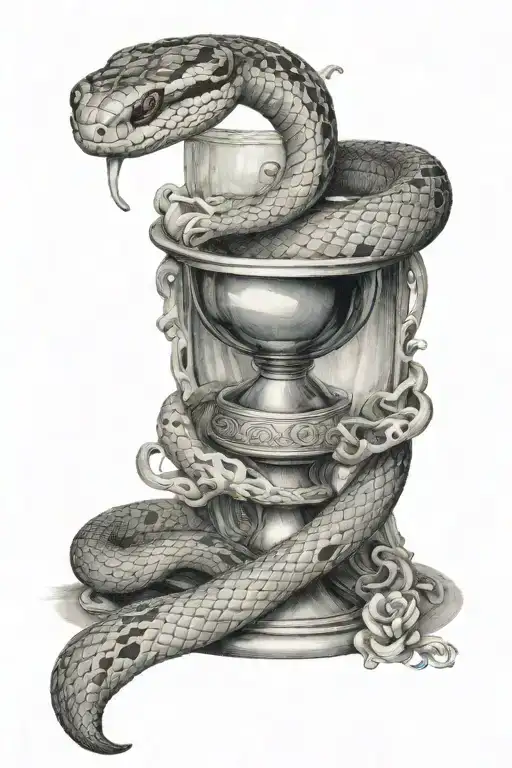 Snake On Top Of Chalice Gray Wash Realistic
