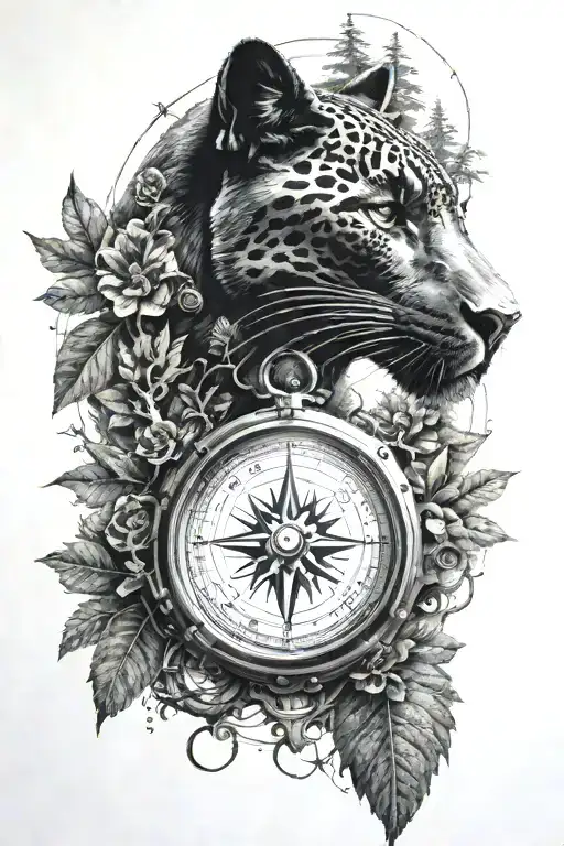 Black Panther And Forest With Compass Surrounded My Mountain