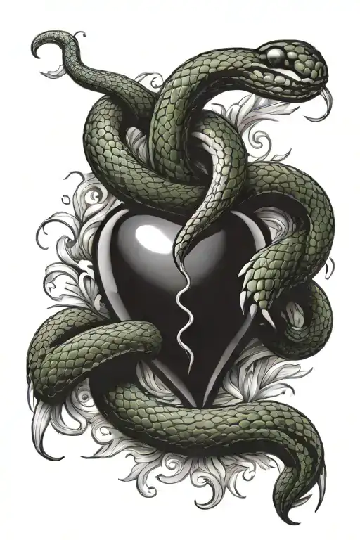 Snake Entangling A Heart Real Heart