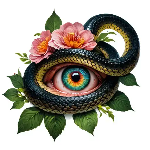Eyes Crying With Snake Wrapped Around With Flowers