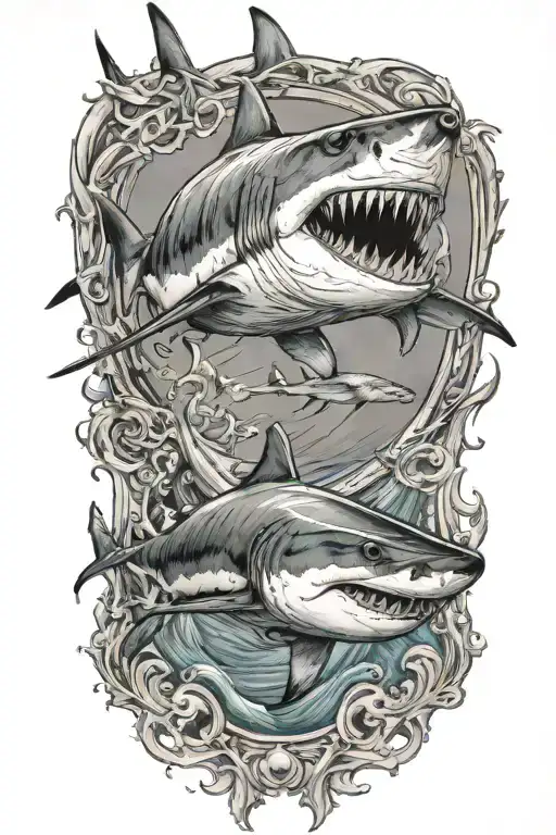 Shark Eating Swimmer Gracefully Gliding