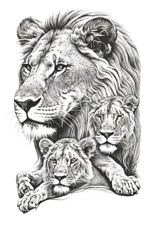 Lioness And A Lion Tattoo Design Inspired