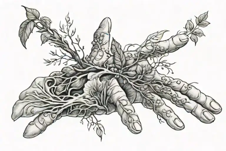 Hand With Nature Flowing Out Of It