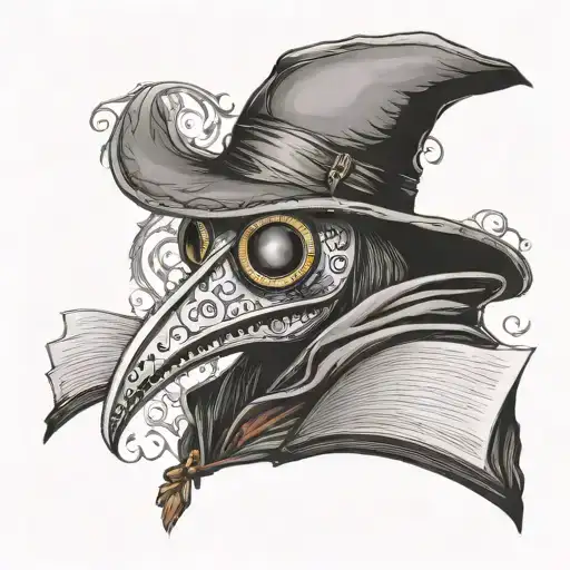 Plague Doctor Head Profile Holding A Book