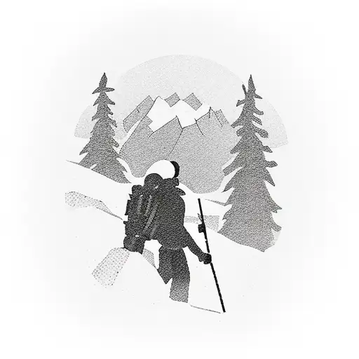 A Silhouette Of A Hiker Trekking Up A Mountain Peak At Sunrise