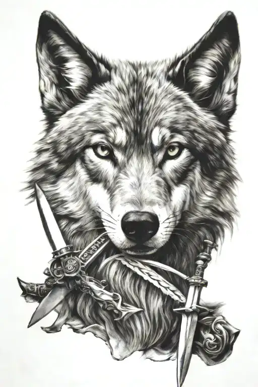 Wolf With Sword Piercing