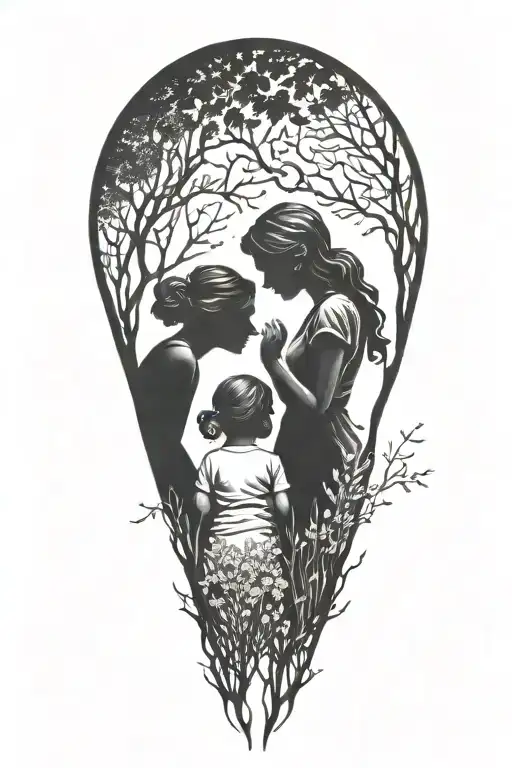 Mother And Daughter Silhouette
