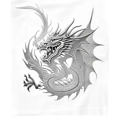 Gold Dragon On A Burnt Towel