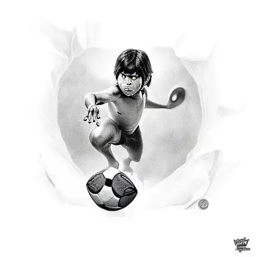 Mowgli From Jungle Book Throwing A Football
