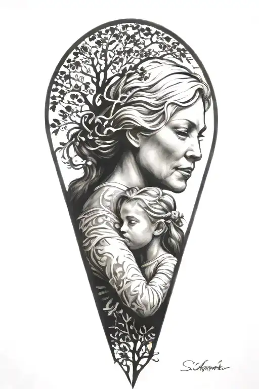 Mother And Daughter Silhouette