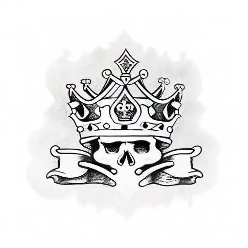 Crown With Skulls And Spades With The Words His Queen Under The Crown