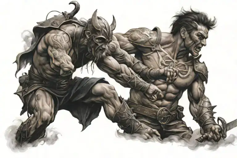 A Warrior Fighting With Inner Devil