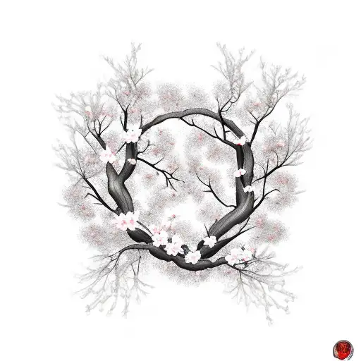 Cherry Blossom Branch On Fire