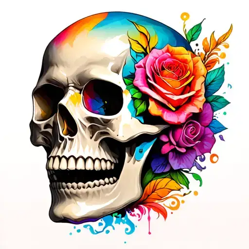 A Colorful Skull Full Sleeve