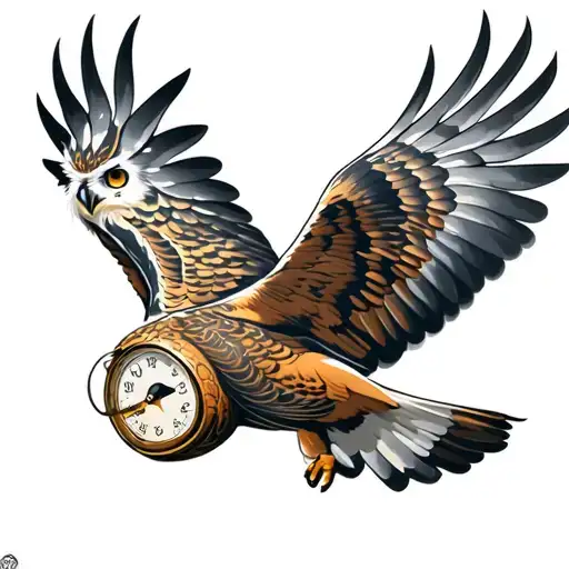 Owl Flying With A Stop Watch
