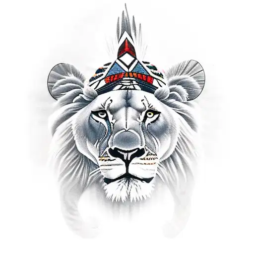 Lioness With Native American Hat