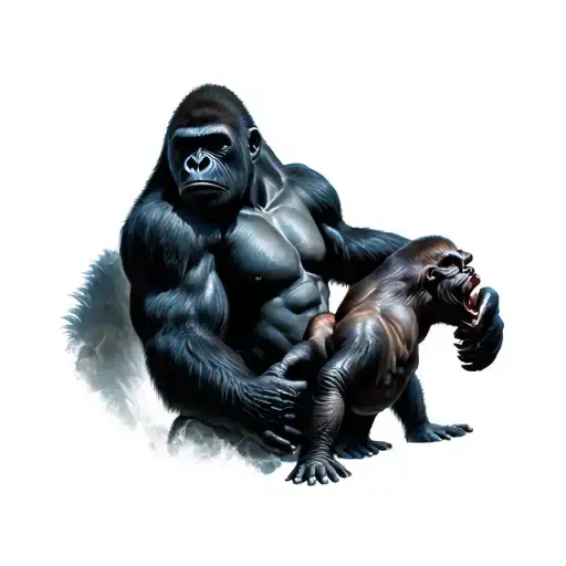 Silverback Protecting Son