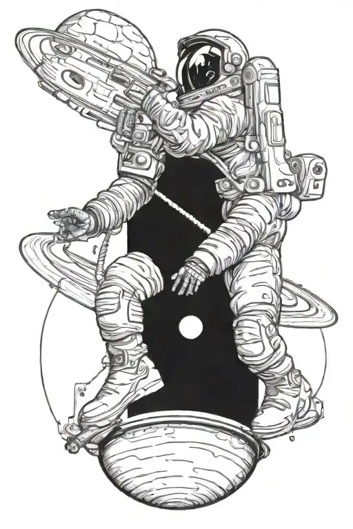 Astronaut Sitting On Saturn With The Words The World Is Yours Being It