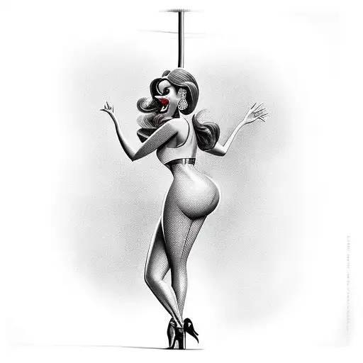 A Realistic Portrait Of Jessica Rabbit Dancing On A Pole