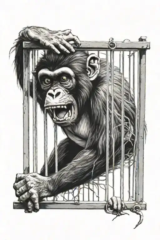 Angry Monkey In A Cage