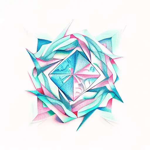 Ocean Wave Inside Paper Crane Origami Outline