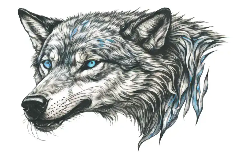 Really Cringe Wolf With Bright Blue Eyes