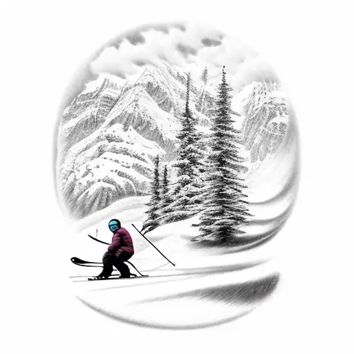 Ski Person With Alps In Background