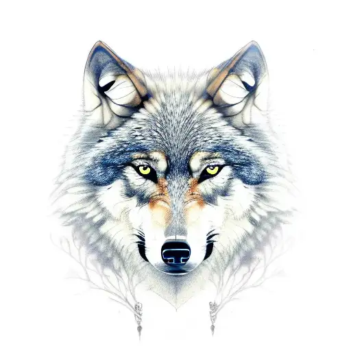 Wolf With Raven With Smoke And Forrest