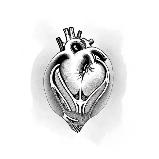 Manipulation Of A Human Heart Using Microrealism And Geometric Line Work