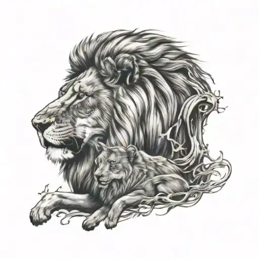 Lion Eats Wolf Howling