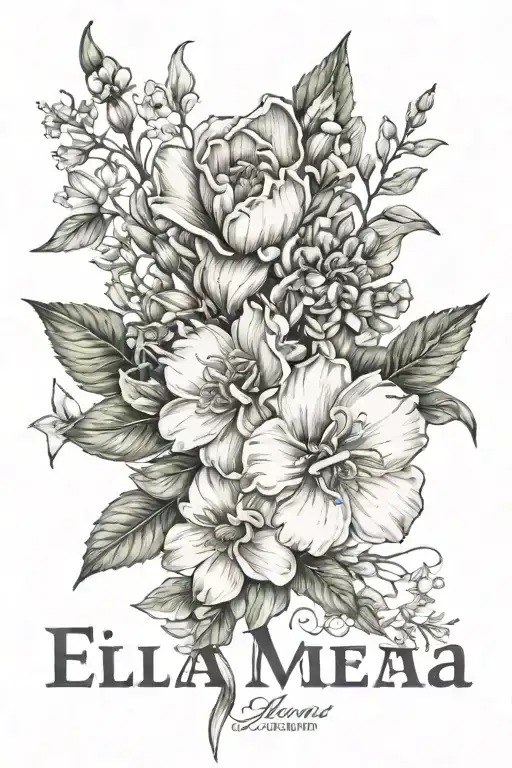 September And April Birth Flowers Surrounding The Name Ella