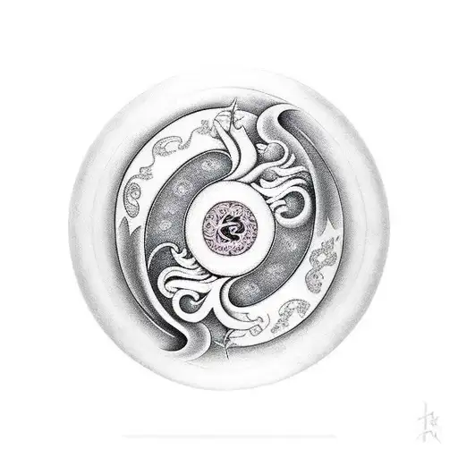 2 Fairy's Holding Onto Yin & Yang Symbol