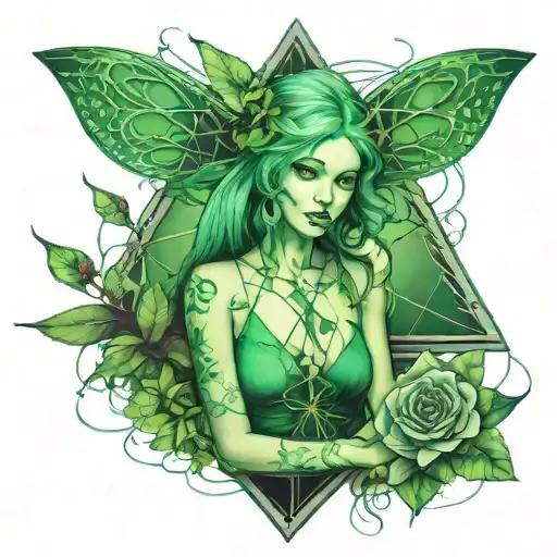 Absinthe Green Fairy And Triangles Overlapping One Triangle