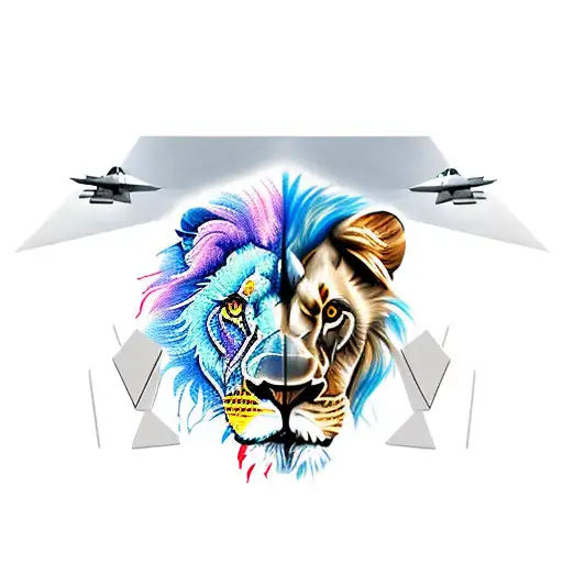 Lion And F 22 Raptor Fighter Jet
