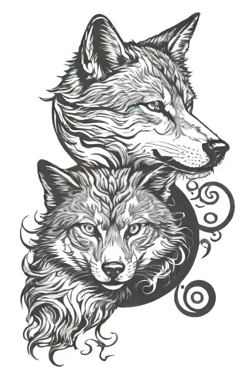 Cat And Wolf Yin Yang Symbol