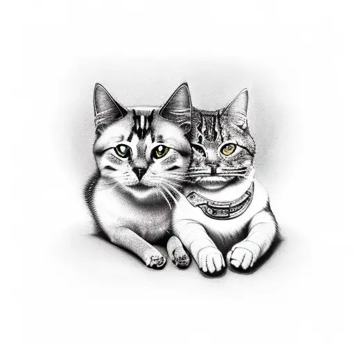 A Realistic Portrait Of A Dog And A Cat Playing Video Games Together