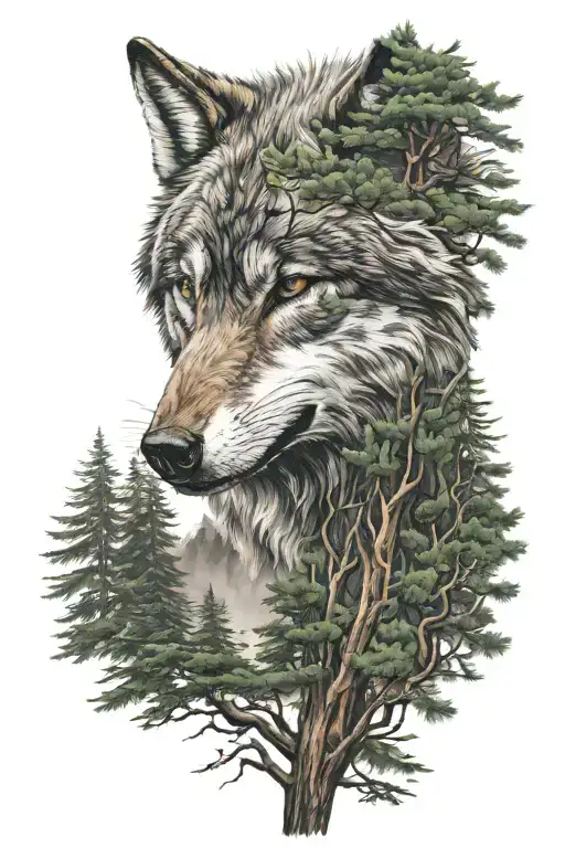 Redwood Tree Wolf Face Made