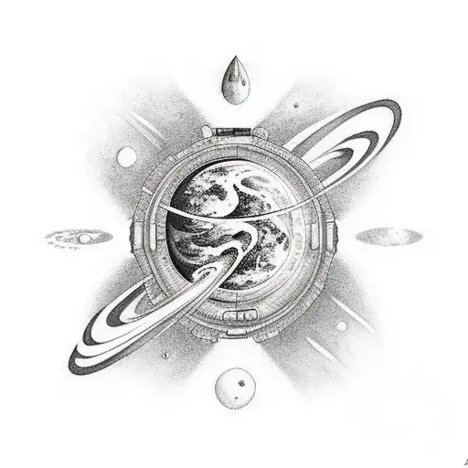 Space Tattoo With Photographer Taking Photo Of Space