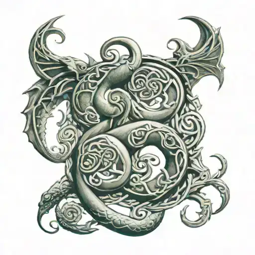 Celtic Triskelion With Dragons